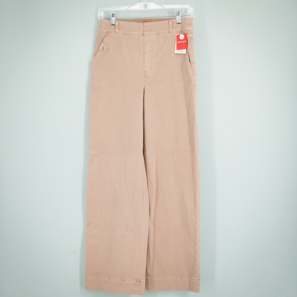 SPANX Size Medium M Tall Mauve Solid Stretch Twill Crop Wide Leg Pants NEW - Picture 2 of 8